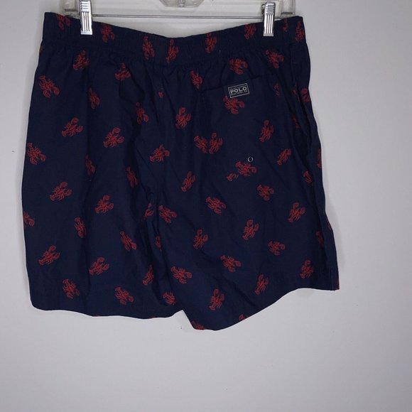 Ralph Lauren Polo Mens Shorts Sz L Swim Trunks Blue Red Crabs Bathing Suit
